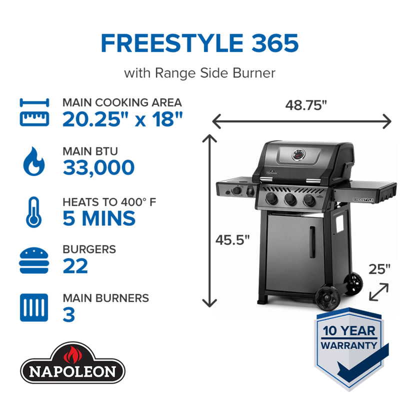 Napoleon F365DSBPGT-ECP Freestyle 365 SB with Range Side Burner | GW STORE