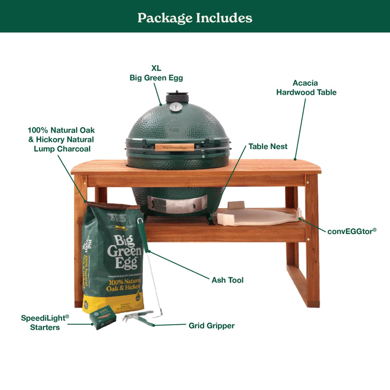 Big Green Egg XLarge Charcoal Grill in Acacia Table Package | GW STORE