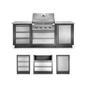 Napoleon Oasis 100 Outdoor Kitchen Isalnd w/ Built-in 500 Series 32 Propane Grill  & Valet Gray Granite Countertop | GW STORE