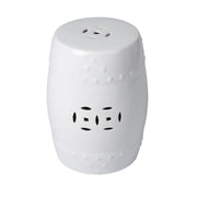 Well Traveled Living Double-Medallion Ceramic Stool in Optic White | GW STORE