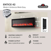 Napoleon Entice™ 42 Wall-Hanging Electric Fireplace | GW STORE