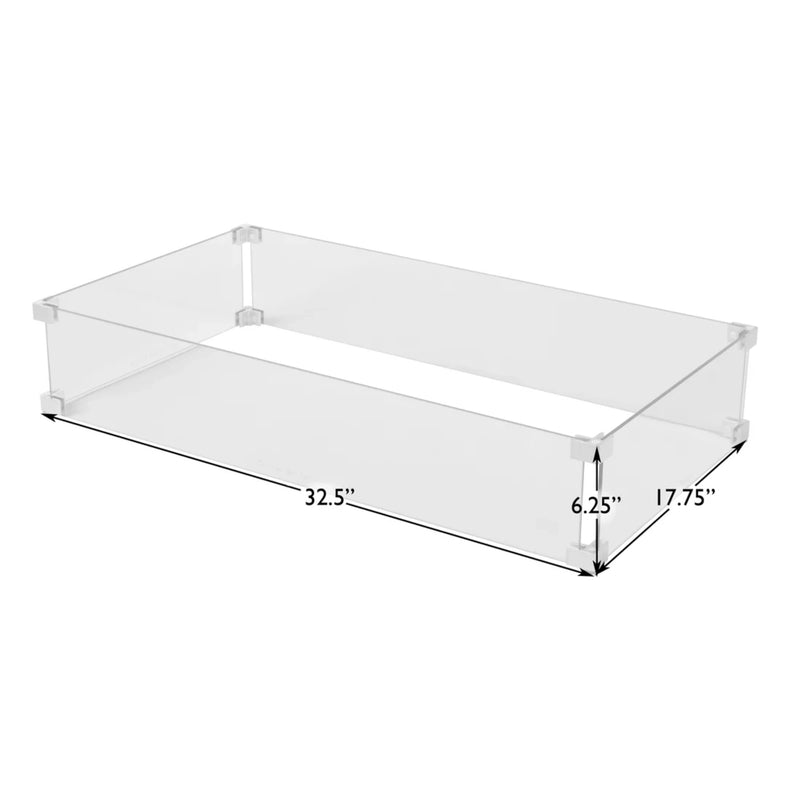 well Traveled Living Tempered Glass Wind Guard for Rectangular Fire Pits | GW STORE