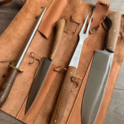 Filos y Más Chaman Grill Set 4-Piece Wood Handle with Leather Sheath | GW STORE