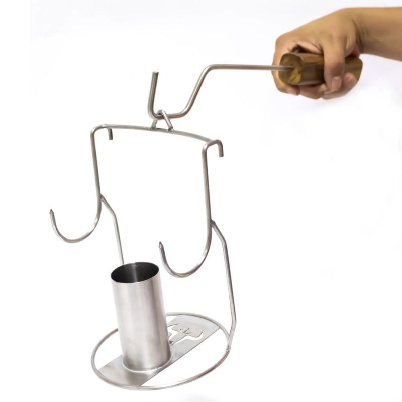 Steak & Beer Stainless Steel Vertical Chicken Roasting Rack for BBQ Barrels