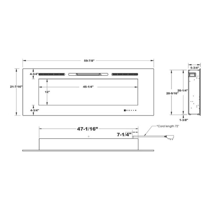 Modern Flames 60" Challenger Recessed Electric Fireplace | GW STORE