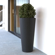 Well Traveled Living Noah Round Wicker Planter 2-piece Set in Black | GW STORE