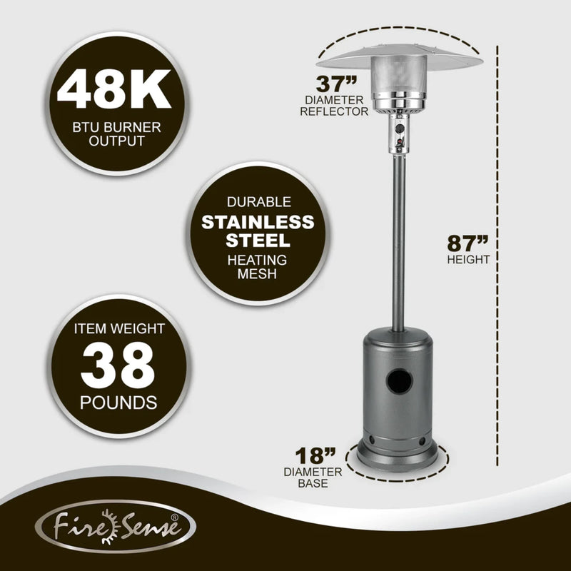Well Traveled Living Hammered Platinum Commercial Propane Patio Heater | GW STORE