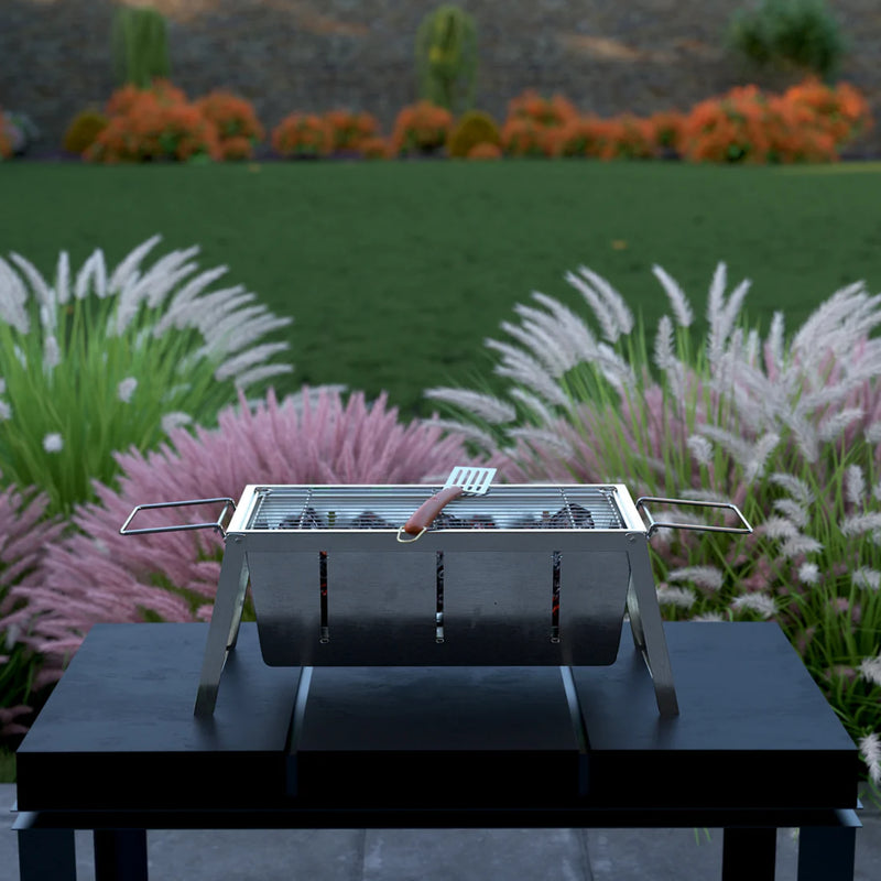 Well Traveled Living Stainless Steel Foldaway Charcoal Grill | GW STORE