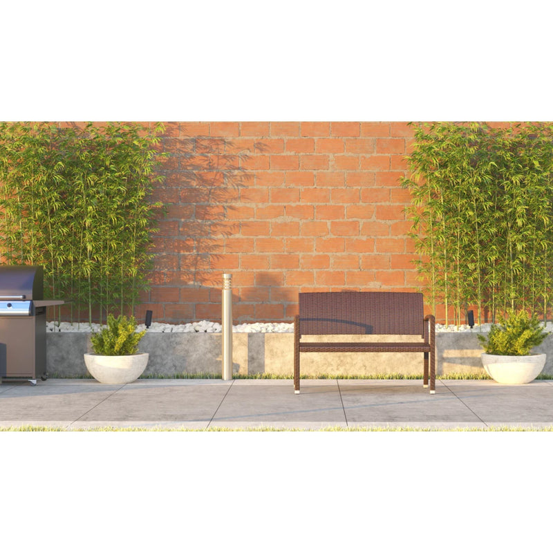 Well Traveled Living Miles Patio Bench in Mocha Wicker | GW STORE