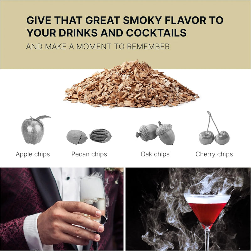 Barhance Cocktail Smoker Wood Chips Set (Oak, Pecan, Cherry, Apple)