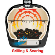 Primo Oval XL 400 Ceramic Kamado Grill On Steel Cart w/ 2-Piece Island Side Shelves & Stainless Steel Grates | GW STORE