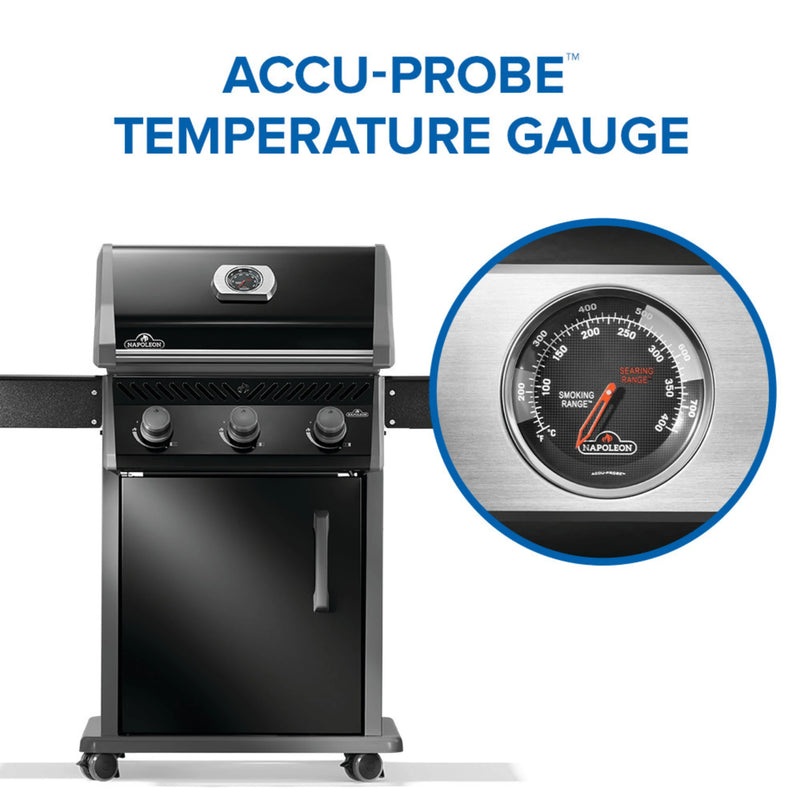 Napoleon Rogue 425 Natural Gas Grill with Stainless Steel Grids and Folding Shelves