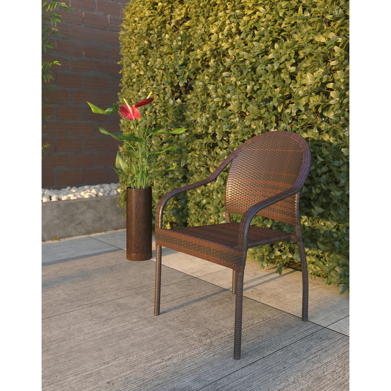 Well Traveled Living Rhodos Café Chair in Mocha All-weather Wicker Set | GW STORE