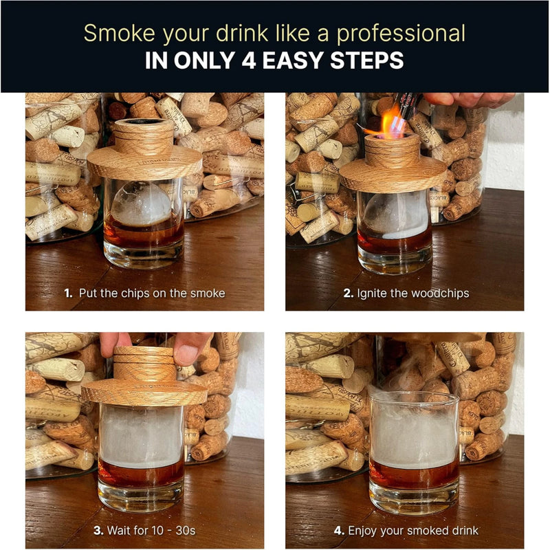 Barhance Cocktail Smoker Wood Chips Set (Oak, Pecan, Cherry, Apple)