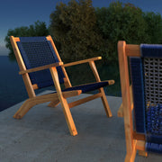 Well Traveled Living Vega Natural Stain Outdoor Chair in Navy Blue Cording | GW STORE