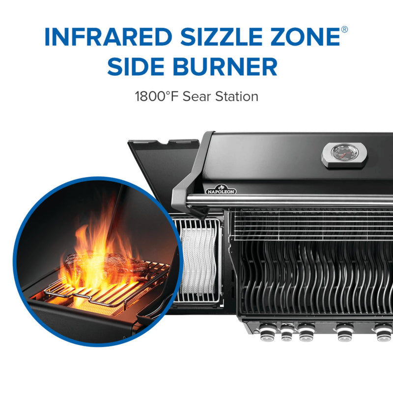 Napoleon Rogue PRO 625 SIB Black Freestanding Gas Grill w/ Infrared Side Burner | GW STORE