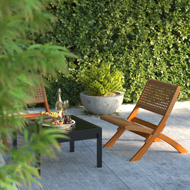 Well Traveled Living Sava Folding Chair in Tan Wicker | GW STORE