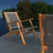 Well Traveled Living Vega Natural Stain Outdoor Chair in Gray Cording | GW STORE