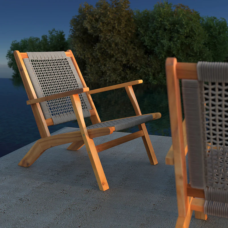 Well Traveled Living Vega Natural Stain Outdoor Chair in Gray Cording | GW STORE