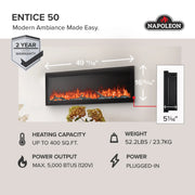 Napoleon Entice™ 50 Wall-Hanging Electric Fireplace | GW STORE