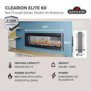 Napoleon CLEARion Elite 60 Built-in See Through Electric Fireplace | GW STORE