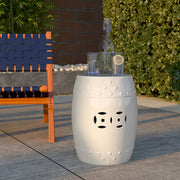 Well Traveled Living Double-Medallion Ceramic Stool in Optic White | GW STORE