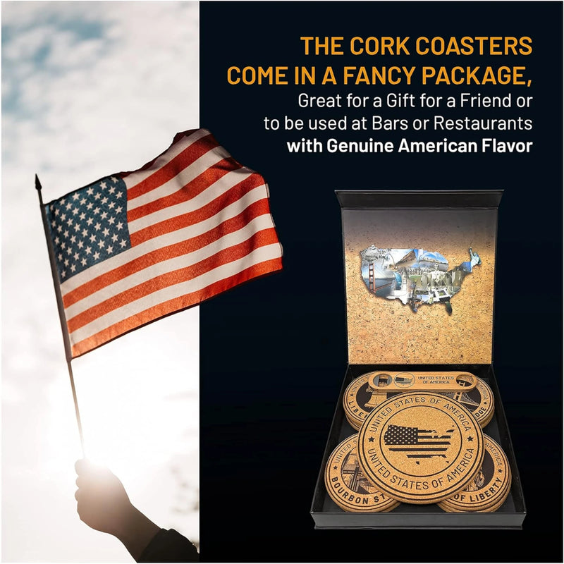 Grillnovations Cork Coasters 14 Piece Set with Ice Bucket and Bottle Opener | GW STORE