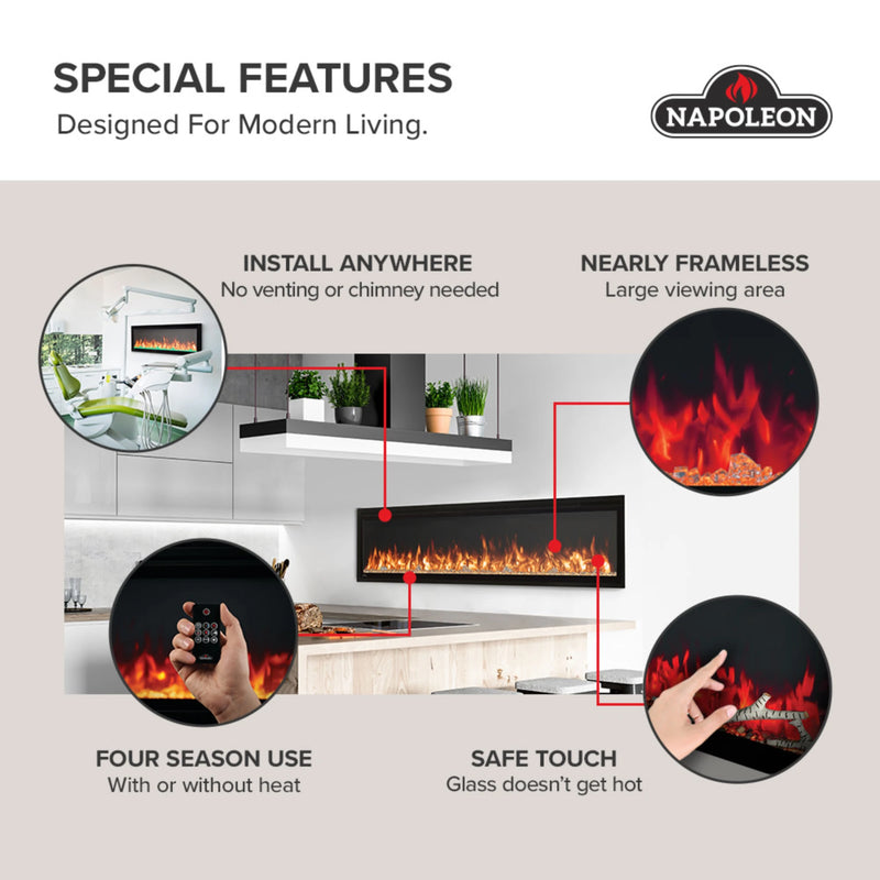 Napoleon Entice™ 60 Wall-Hanging Electric Fireplace | GW STORE
