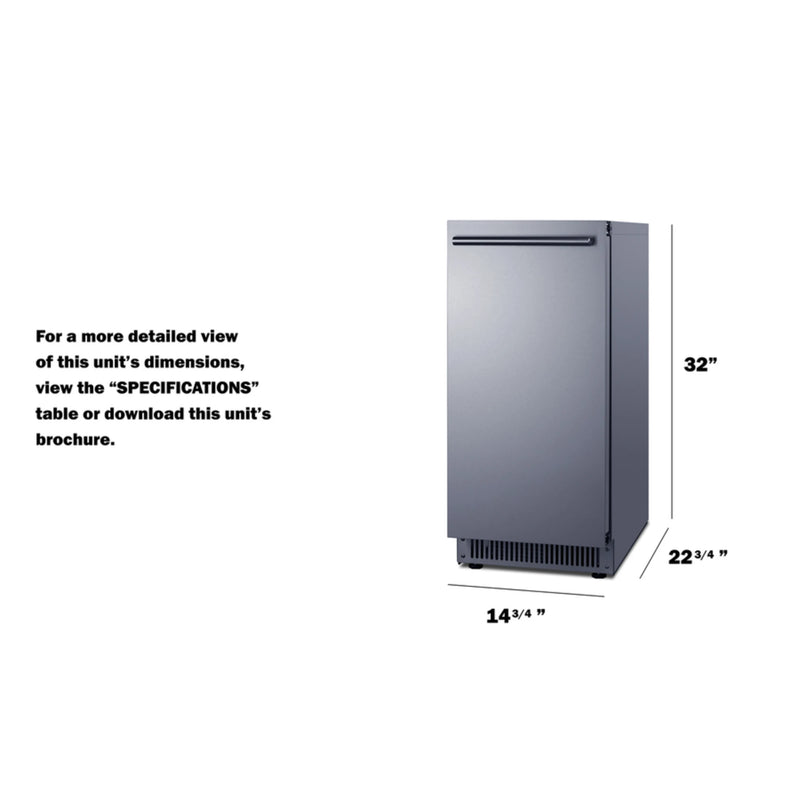Summit Outdoor Clear Icemaker ADA Compliant Stainless Steel