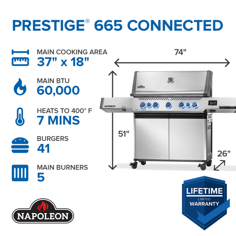 Napoleon Prestige 665 Connected RSIB w/ Infrared Side and Rear Burner | GW STORE