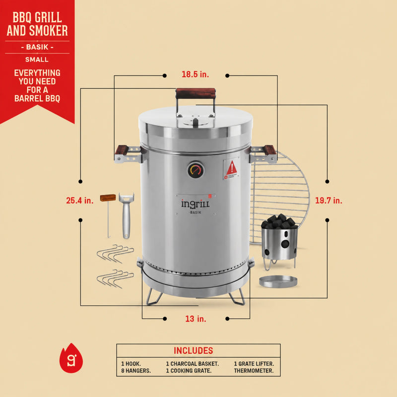 Ingrill BBQ Barrel Smoker Small Basik | GW STORE