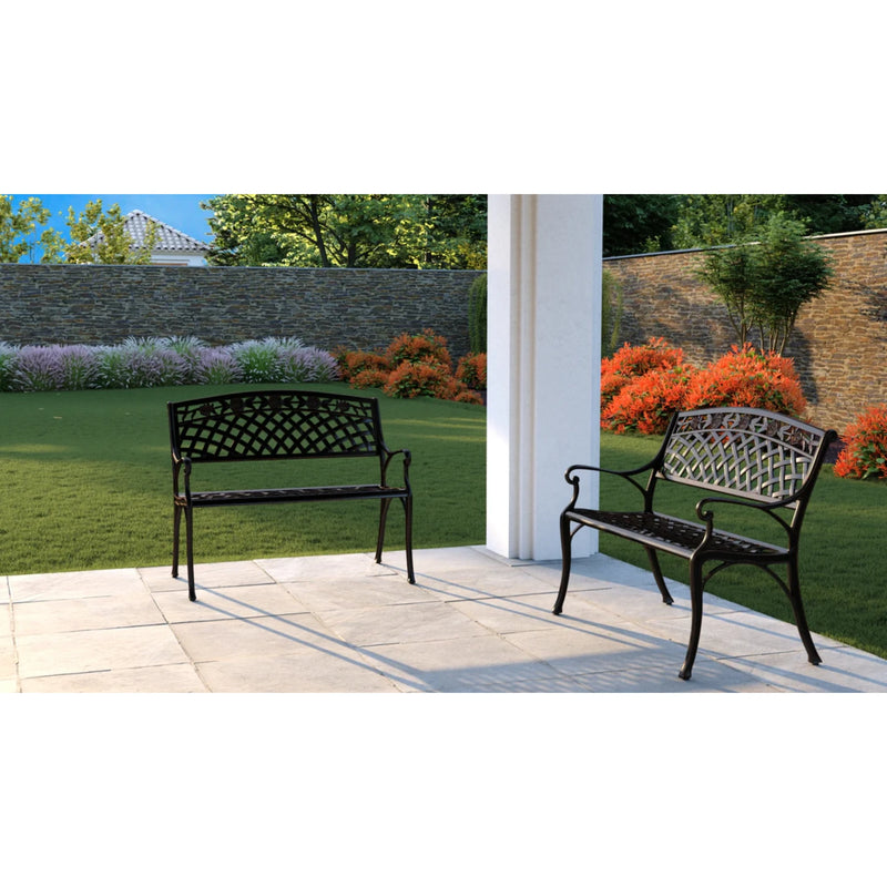 Well Traveled Living Scarlet Aluminum Patio Bench in Antique Bronze | GW STORE