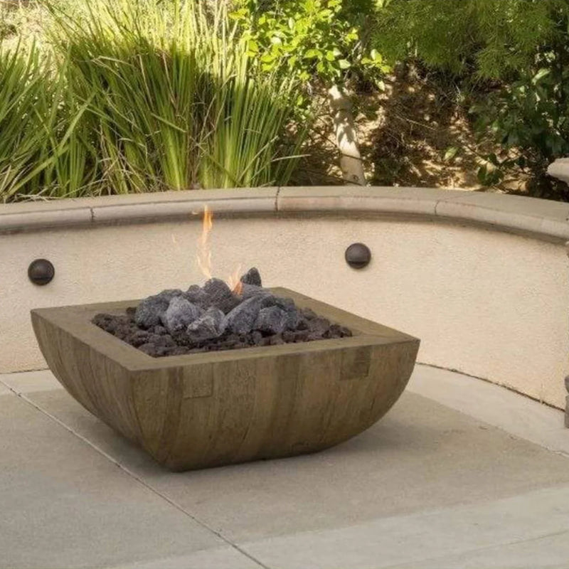 American Fyre Desings 36 Inch Bordeaux Square Reclaimed Wood Fire Bowl | GW STORE