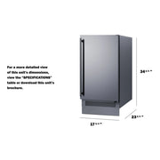 Summit BIM271OS Outdoor Clear Icemaker Stainless Steel Built-in Undercounter | GW STORE