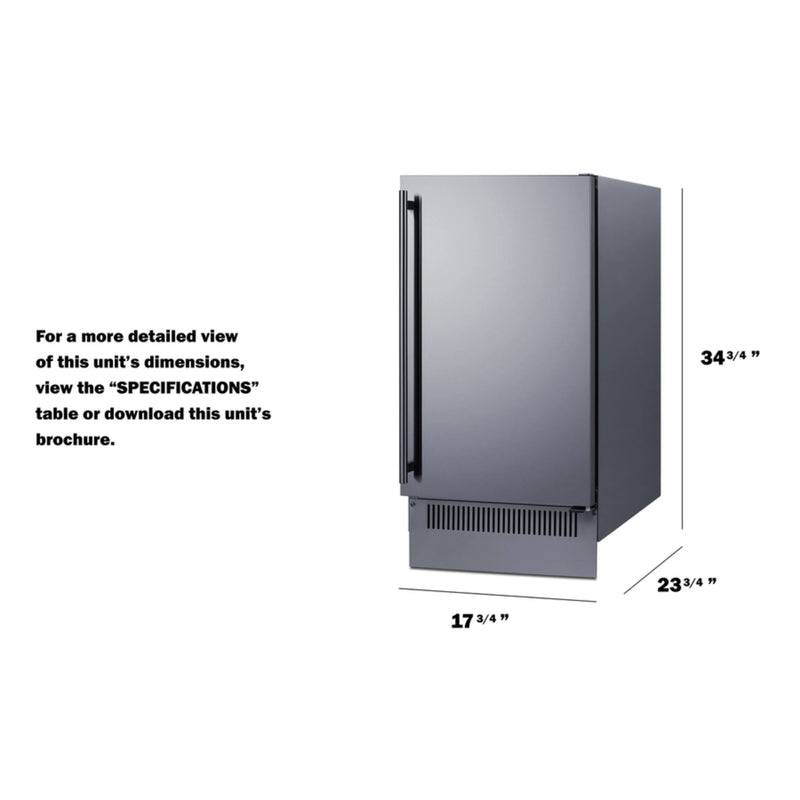 Summit BIM271OS Outdoor Clear Icemaker Stainless Steel Built-in Undercounter | GW STORE