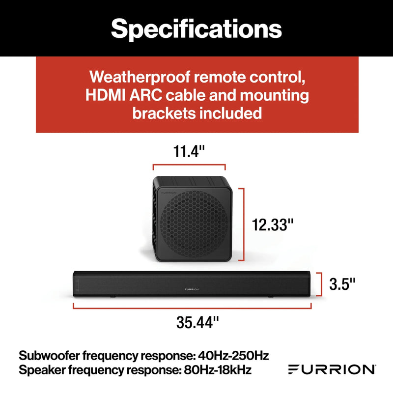 Furrion Aurora® 2.1 Outdoor Soundbar Speaker with Wireless Subwoofer #FSBNN30MX | GW STORE