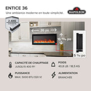 Napoleon Entice™ 36 Wall-Hanging Electric Fireplace | GW STORE