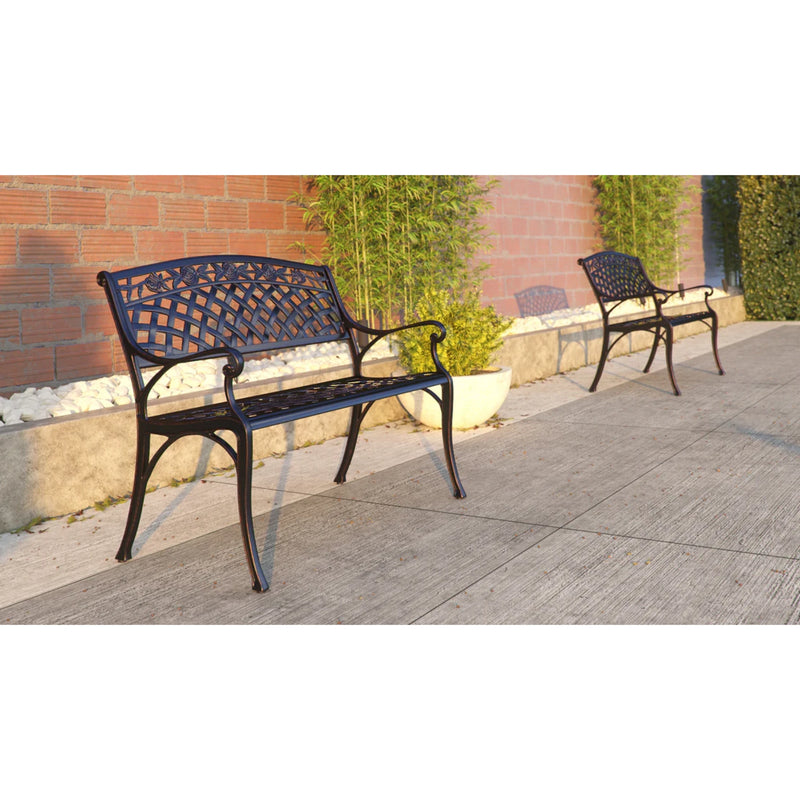 Well Traveled Living Scarlet Aluminum Patio Bench in Antique Bronze | GW STORE