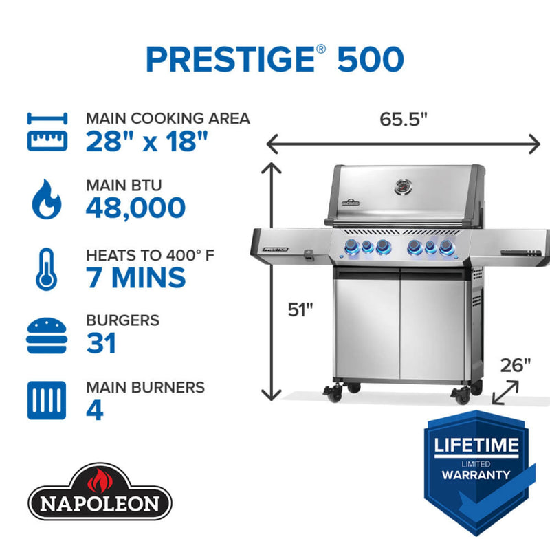 Napoleon New Prestige® 500 RSIB Freestanding Gas Grill w/ Infrared Side and Rear Burner | GW STORE