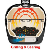 Primo Jack Daniels Edition Oval XL 400 Ceramic Kamado Grill On Curved Cypress Table w/ Stainless Steel Grates | GW STORE