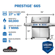 Napoleon New Prestige® 665 RSIB Freestanding Gas Grill w/ Infrared Side and Rear Burner | GW STORE
