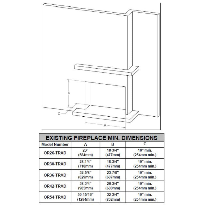 Modern Flames 26 Inch Orion Traditional Virtual Electric Fireplace | GW STORE