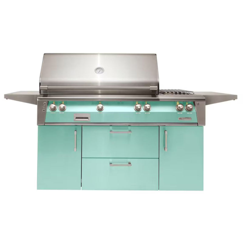 Alfresco Deluxe 56-Inch Stainless Steel Freestanding Gas Grill w/ Rotisserie, Side Burner & Sear Zone