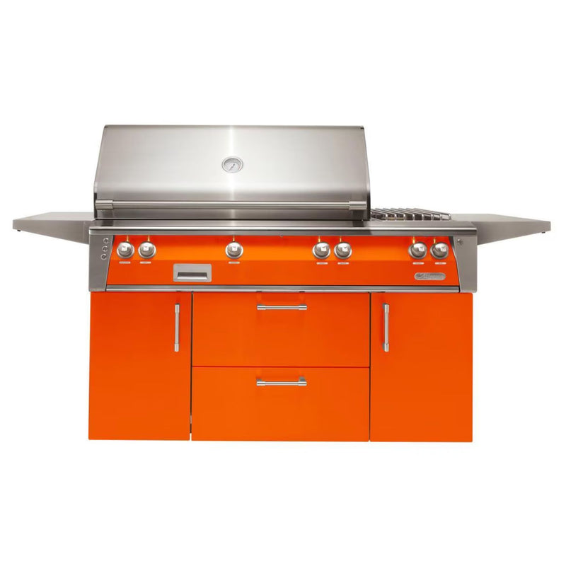 Alfresco Deluxe 56-Inch Stainless Steel Freestanding Gas Grill w/ Rotisserie, Side Burner & Sear Zone