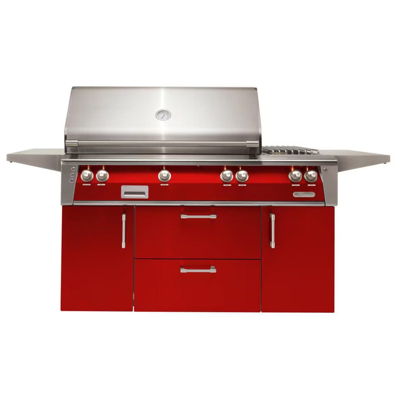 Alfresco Deluxe 56-Inch Stainless Steel Freestanding Gas Grill w/ Rotisserie, Side Burner & Sear Zone