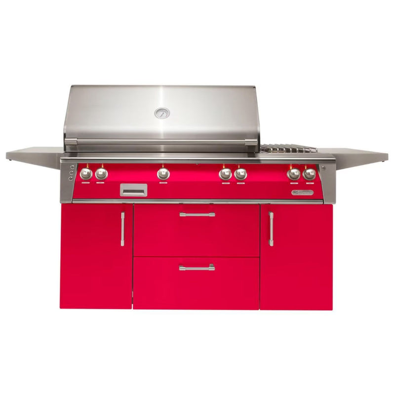 Alfresco Deluxe 56-Inch Stainless Steel Freestanding Gas Grill w/ Rotisserie, Side Burner & Sear Zone