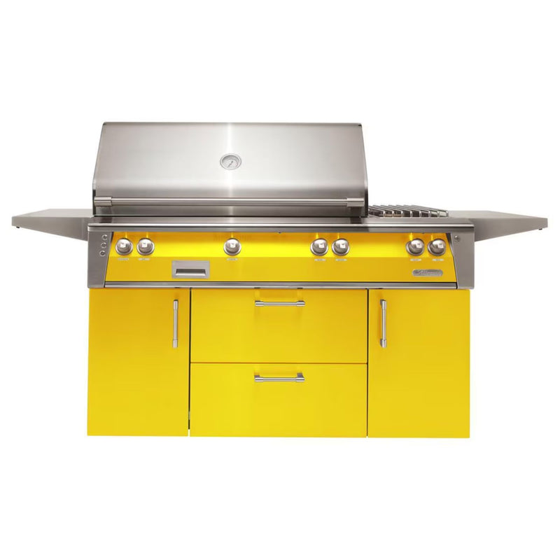 Alfresco Deluxe 56-Inch Stainless Steel Freestanding Gas Grill w/ Rotisserie, Side Burner & Sear Zone