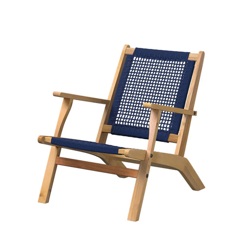 Well Traveled Living Vega Natural Stain Outdoor Chair in Navy Blue Cording | GW STORE