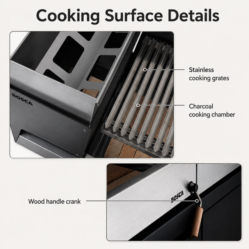 Bosca Block Wood Brazier 250 + Block 500 20" Built-in Charcoal Grill | GW STORE