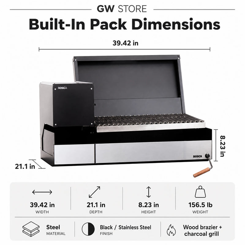 Bosca Pack Block Wood Brazier 250 + Block 750 30" Built-in Grill | GW STORE